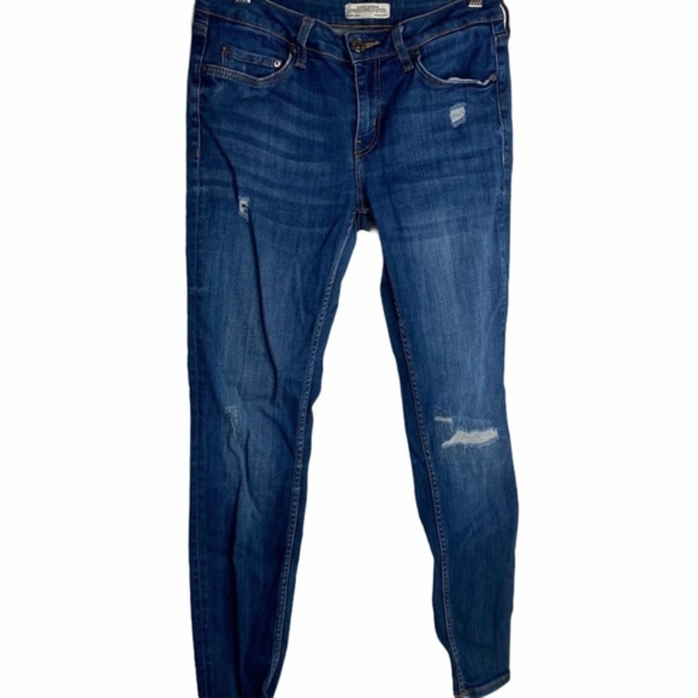 Zara Premium Denim Distressed Slim Straight